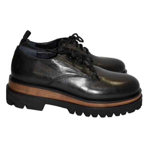 $220 SAINT G Erica Shoes DERBY LOAFFER BLACK LEATHER PLATFORM 10 (DB17) - Picture 2 of 8